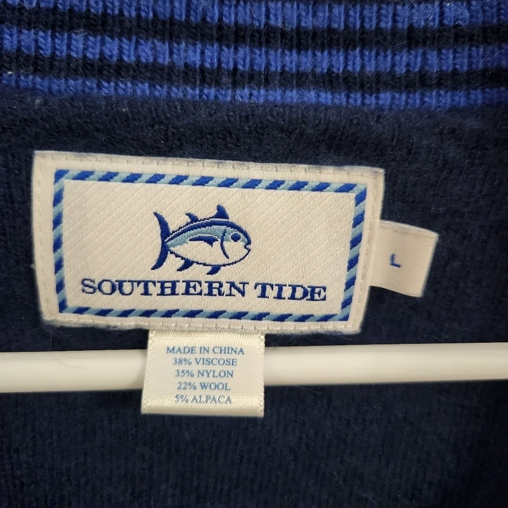 Southern Tide biltmore 1/4 zip vest blue sweater vest wool alpaca blend golf LG